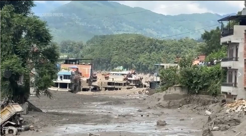 The Bhotekoshi in flood through Rasuwa district, Nepal